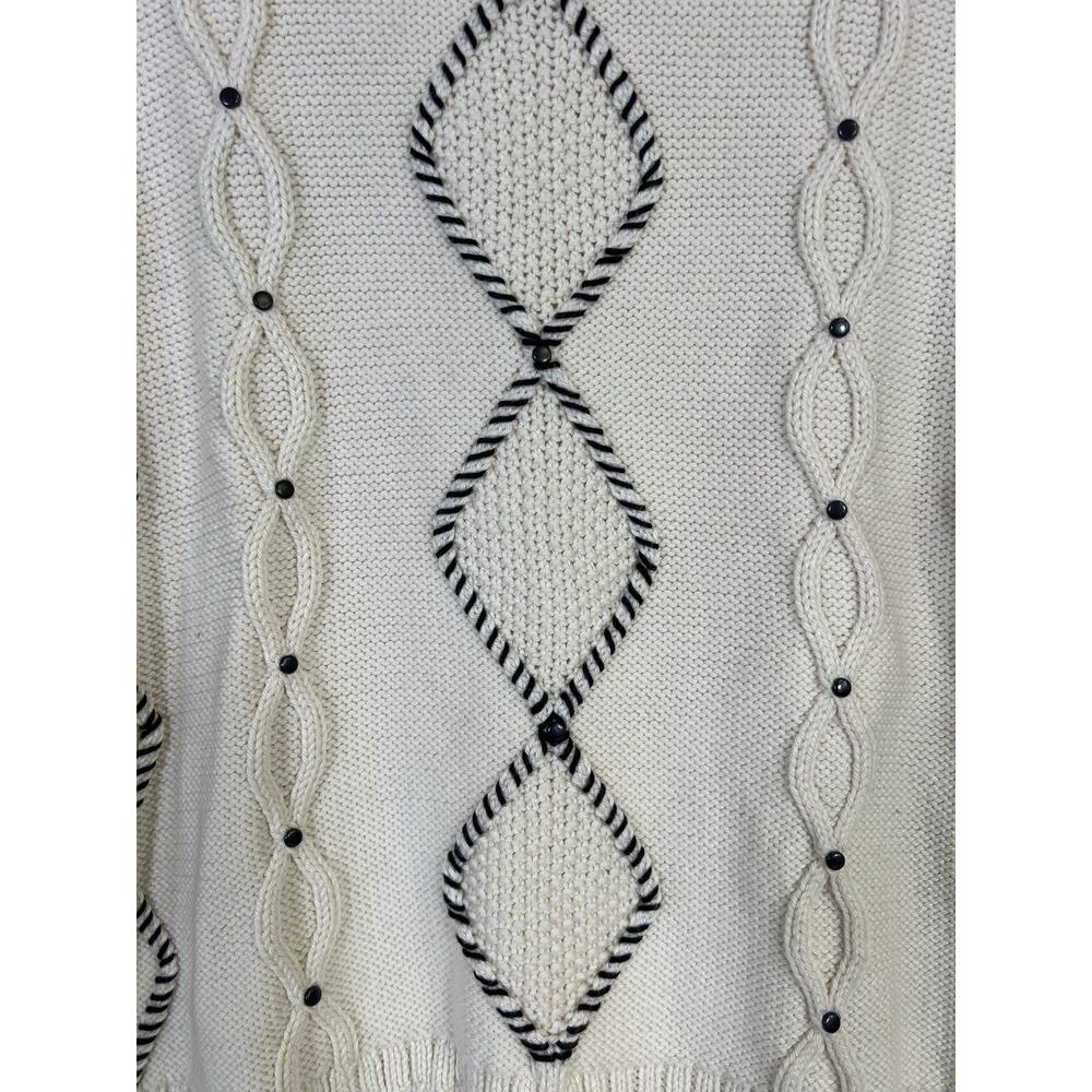 INDIGENOUS Peru Organic Cotton Cable Knit Pullover Sweater Ivory Women’s L - Picture 8 of 11